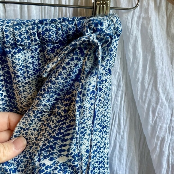 John Robshaw for Lucky 🍀 Blue Flower Block Print Skirt w/ drawstring, S - Picture 4 of 10